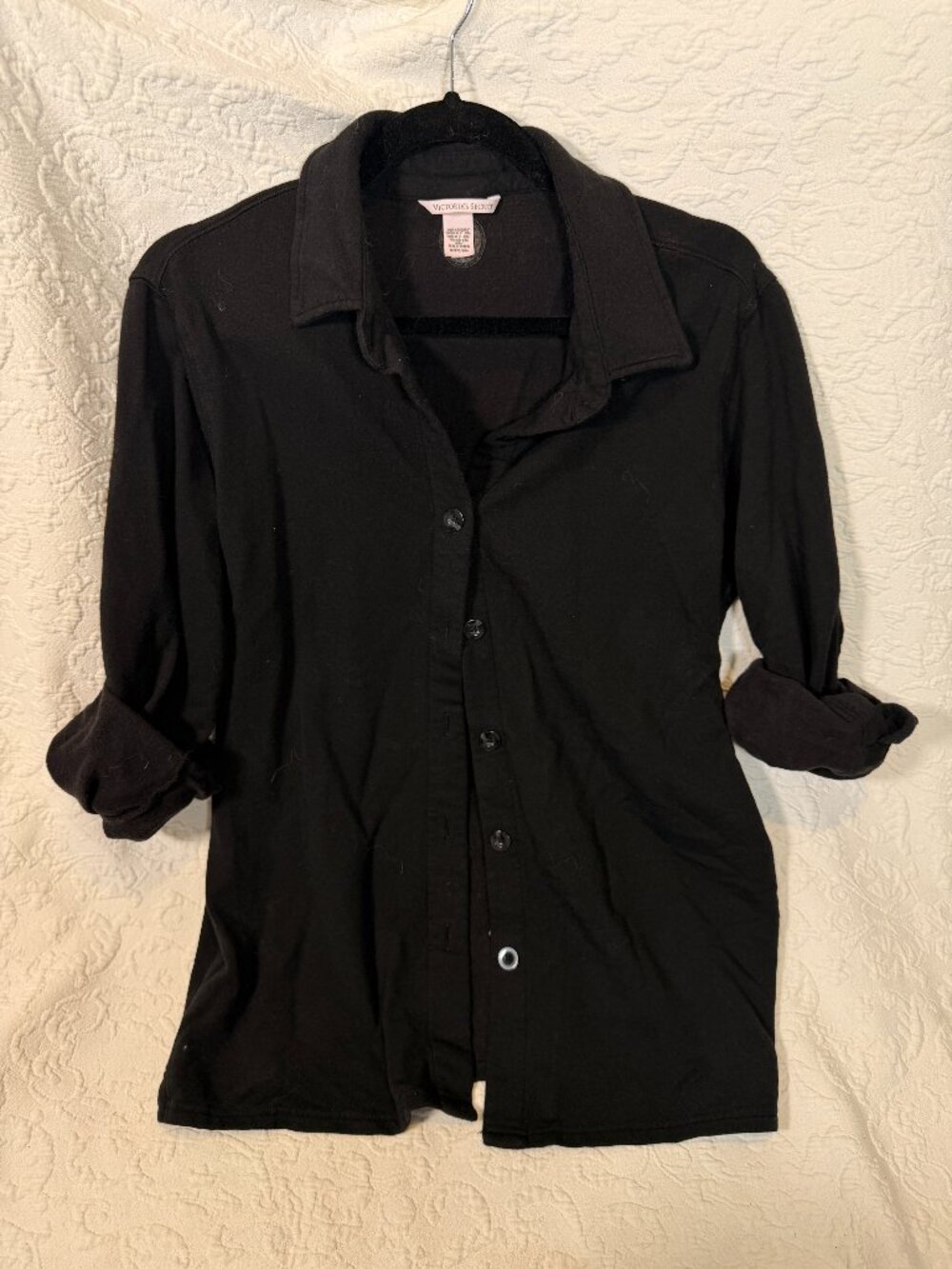 Victoria's Secret Women's Black Fleece Button down